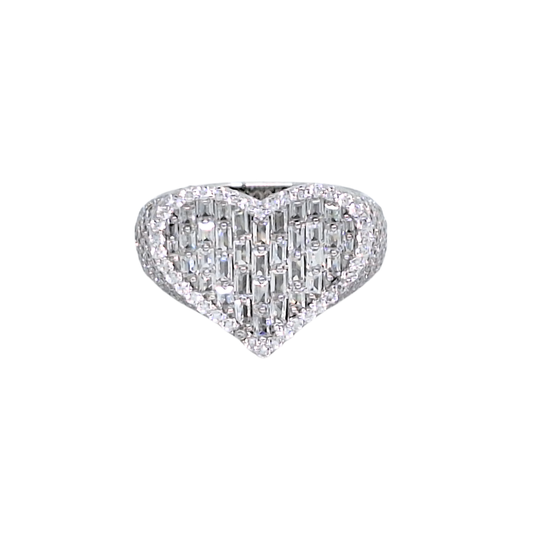 Silver Cubic Zirconia Heart Ring