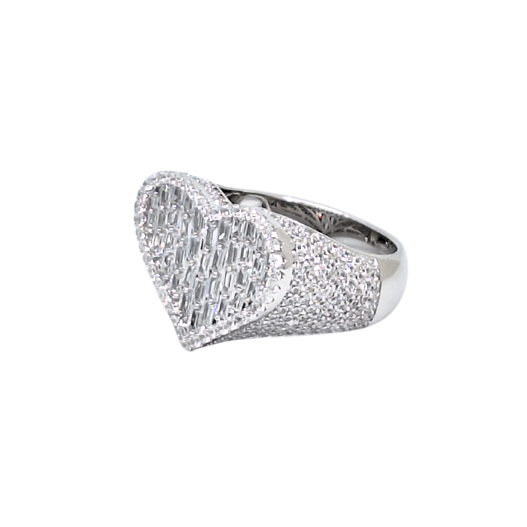 Silver Cubic Zirconia Heart Ring