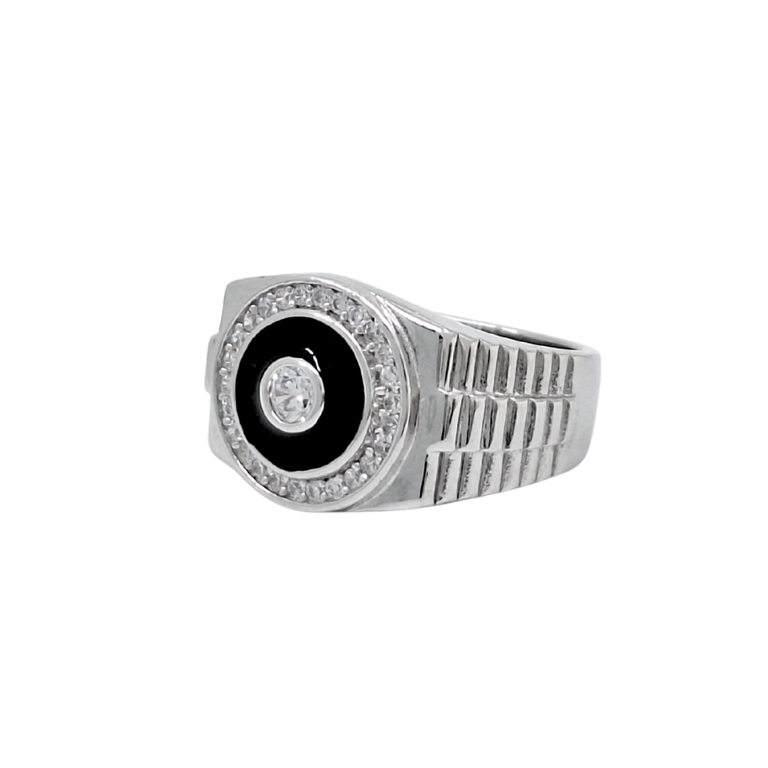 Silver Rolex Style CZ Ring