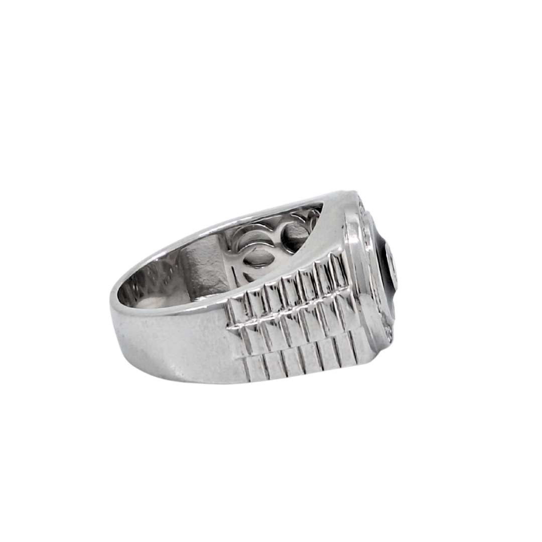 Silver Rolex Style CZ Ring