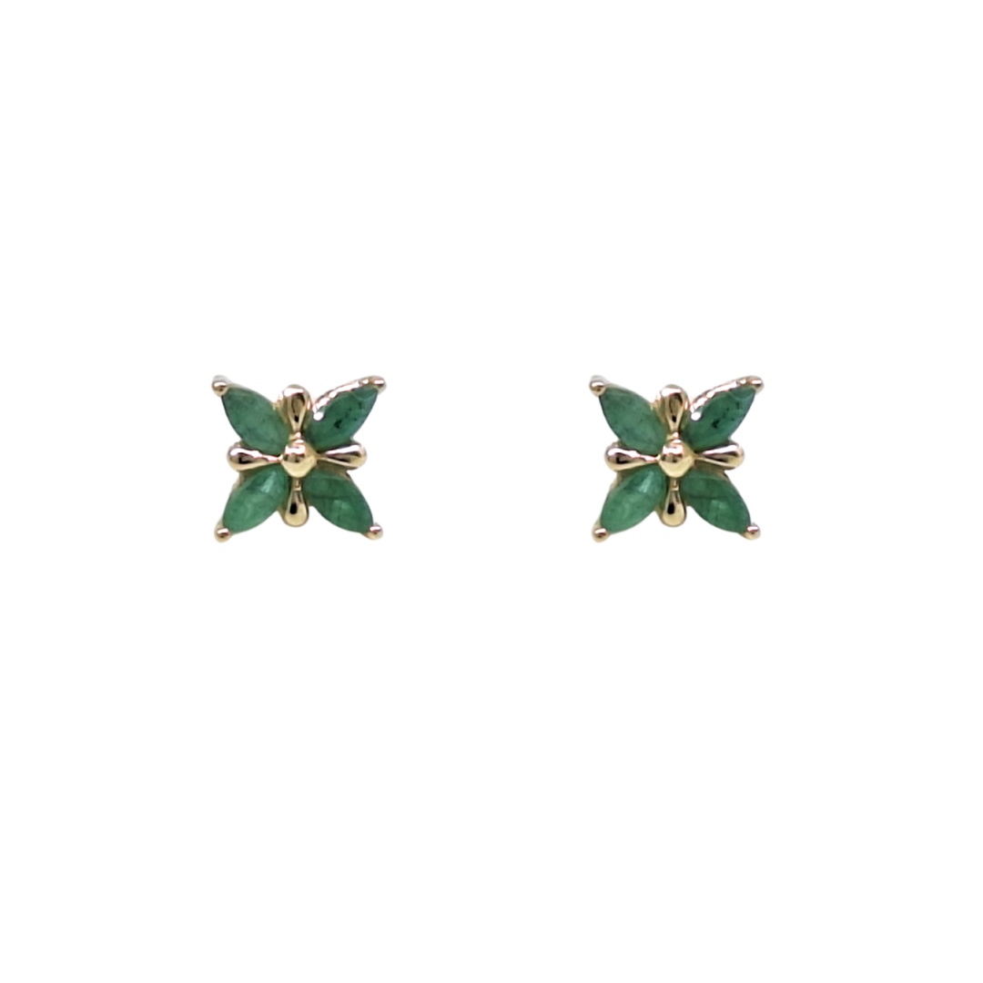 9ct Yellow Gold Emerald Stud Earrings