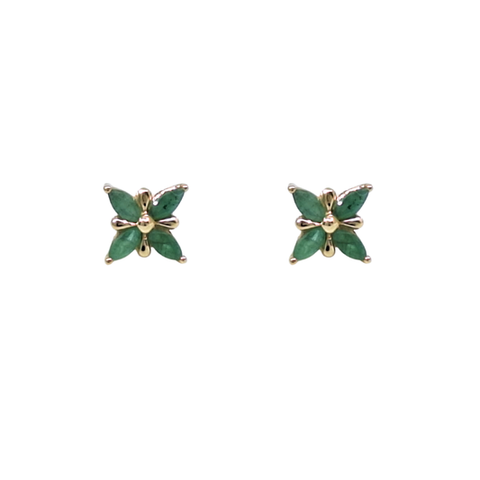 9ct Yellow Gold Emerald Stud Earrings