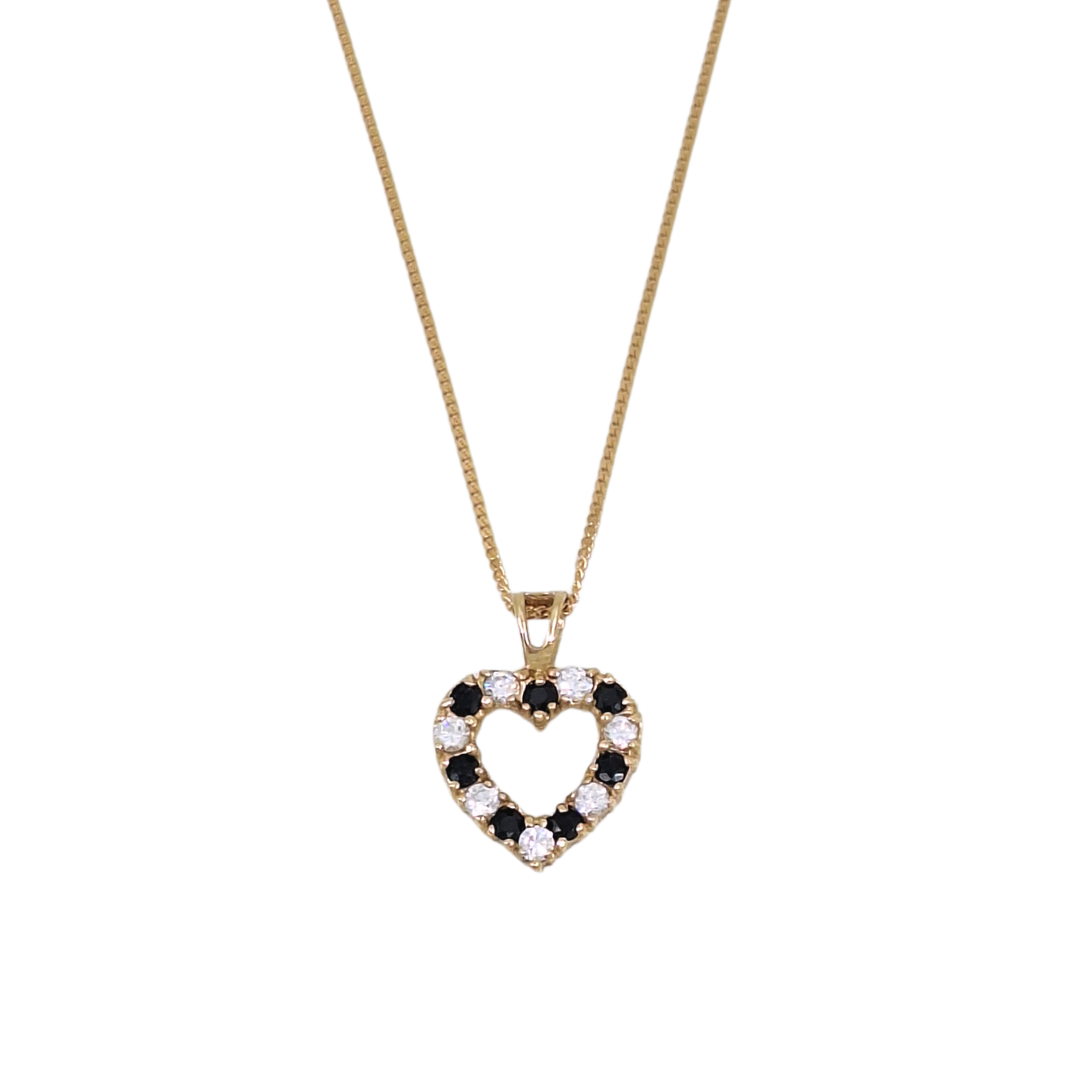 9ct Yellow Gold Sapphire & CZ Pendant & Chain