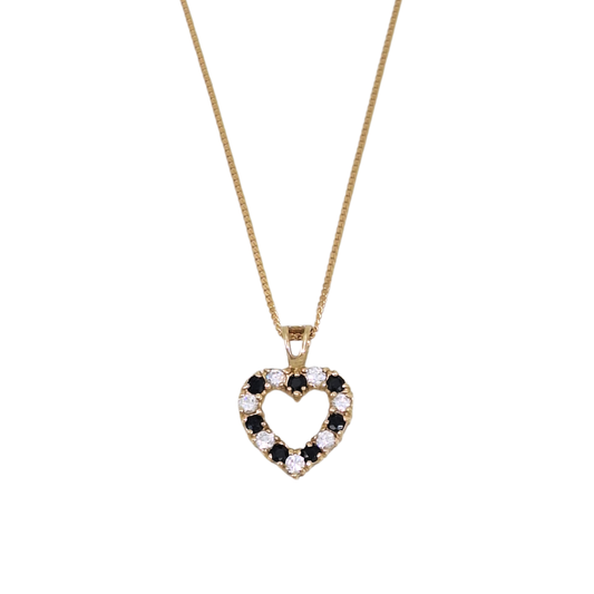 9ct Yellow Gold Sapphire & CZ Pendant & Chain