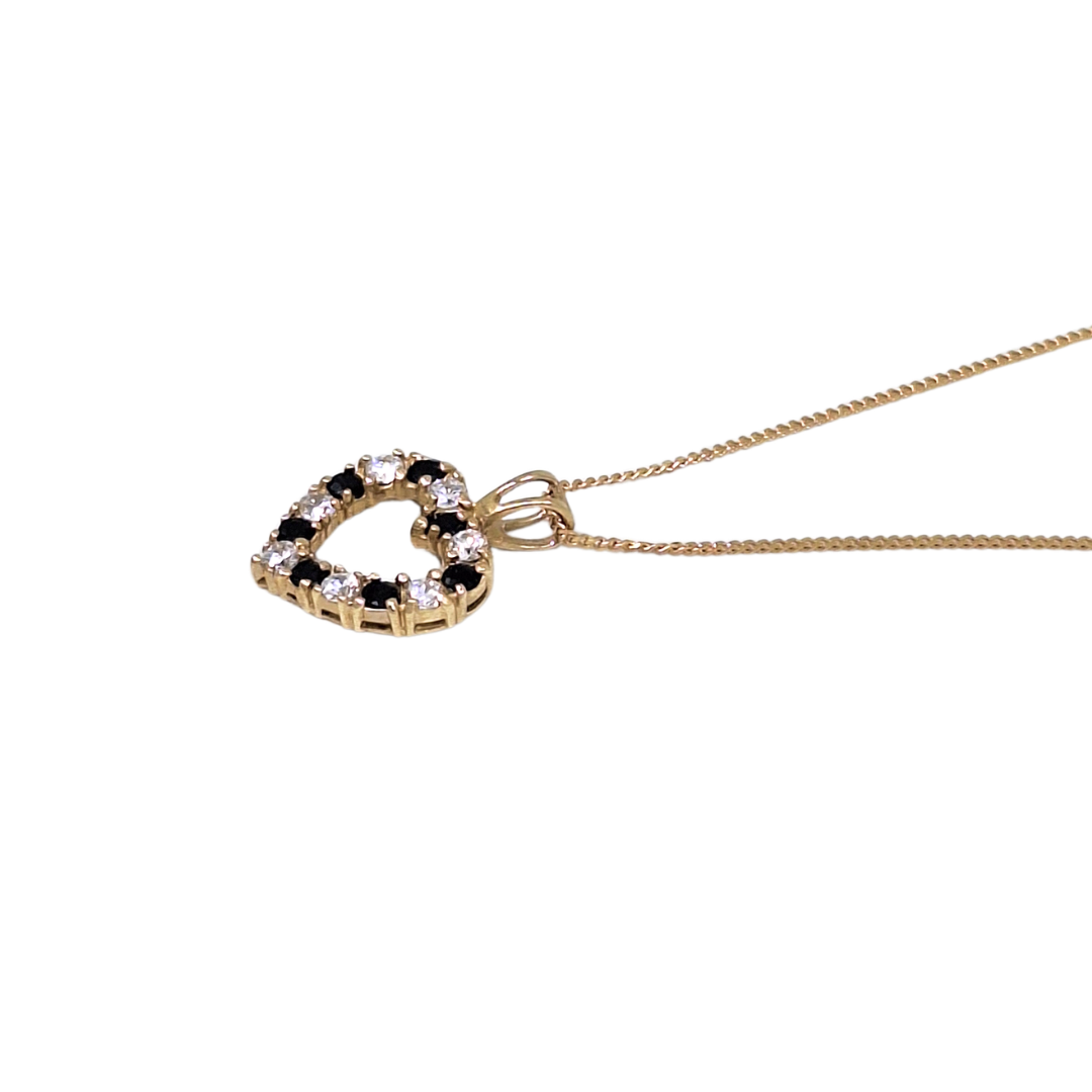 9ct Yellow Gold Sapphire & CZ Pendant & Chain