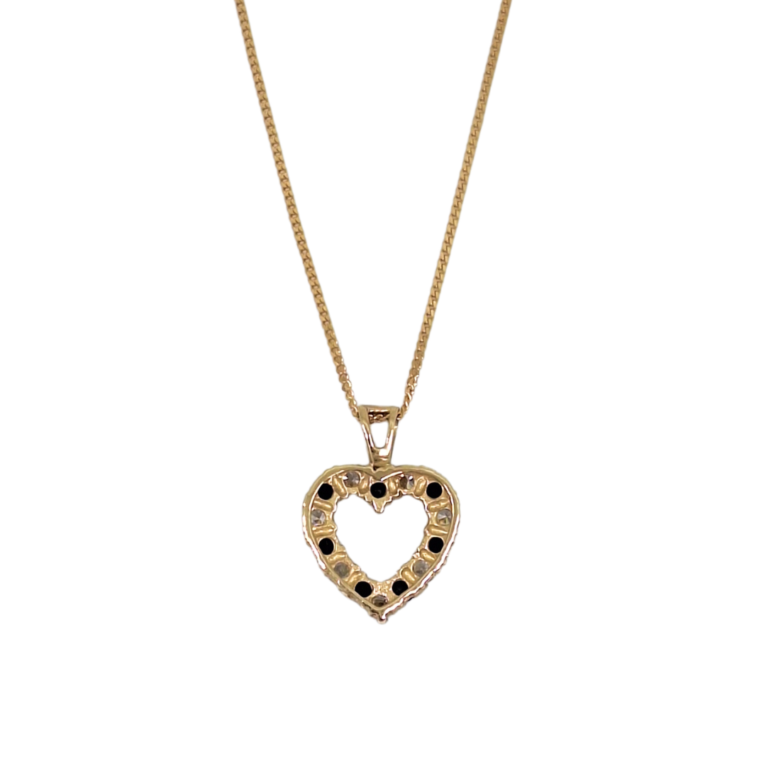 9ct Yellow Gold Sapphire & CZ Pendant & Chain