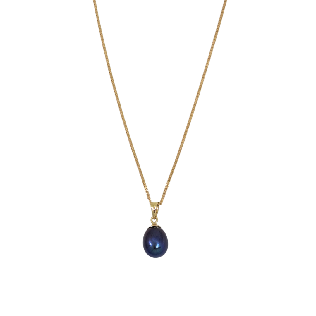 9ct Yellow Gold Pearl Pendant & Chain