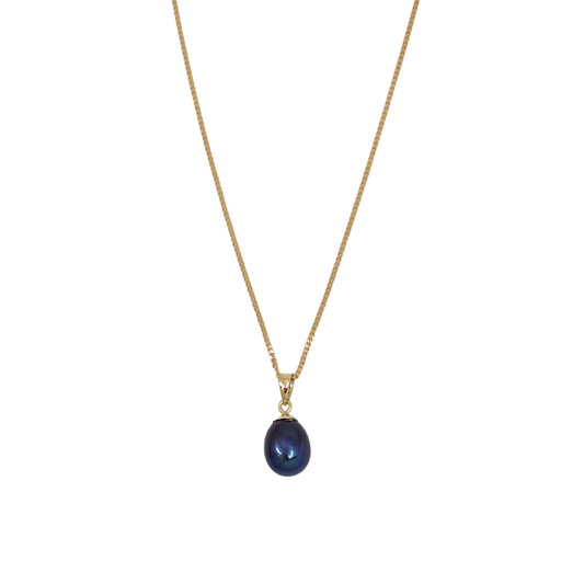 9ct Yellow Gold Pearl Pendant & Chain