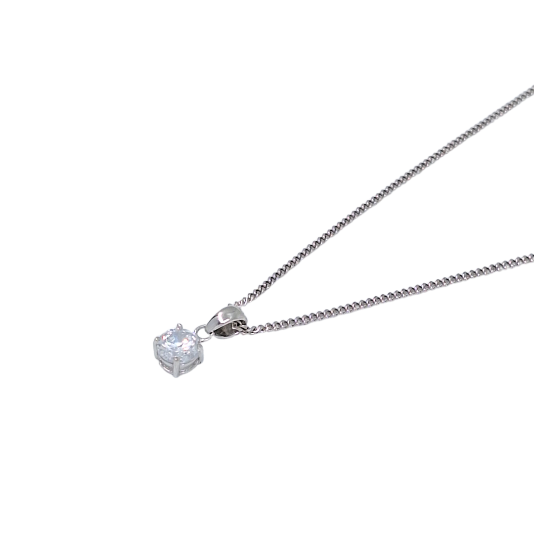 9ct White Gold CZ Pendant & Chain 18"