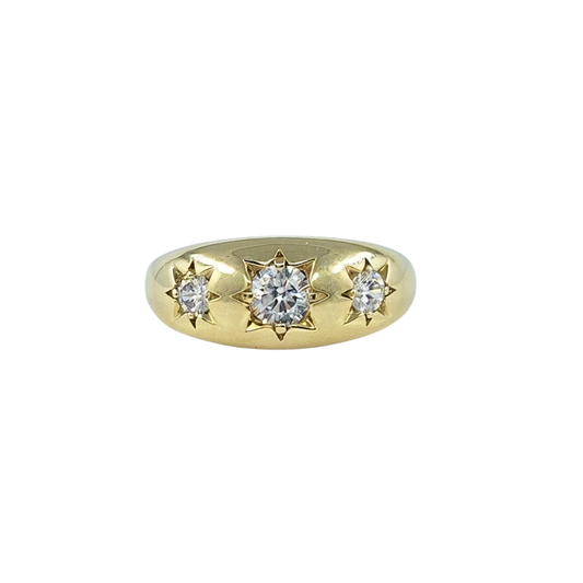 9ct Yellow Gold CZ Three Stone Ring