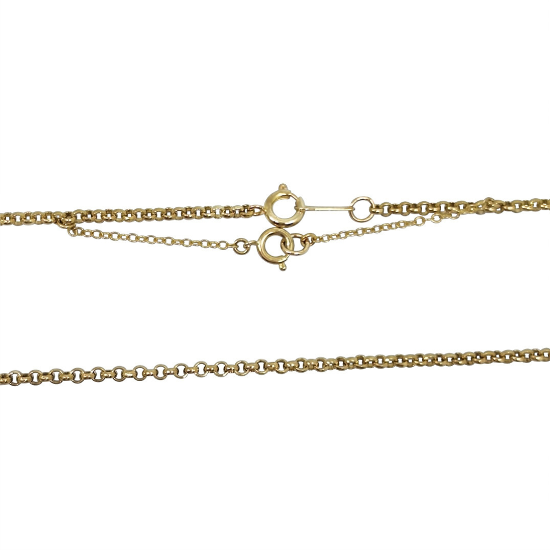 9ct Yellow Gold Garnet & Pearl Drop Pendant / Brooch With Chain 22"