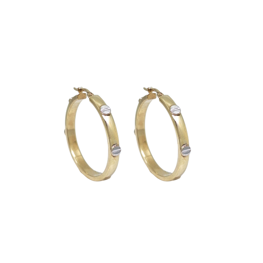 9ct Two Colour Gold Hoops