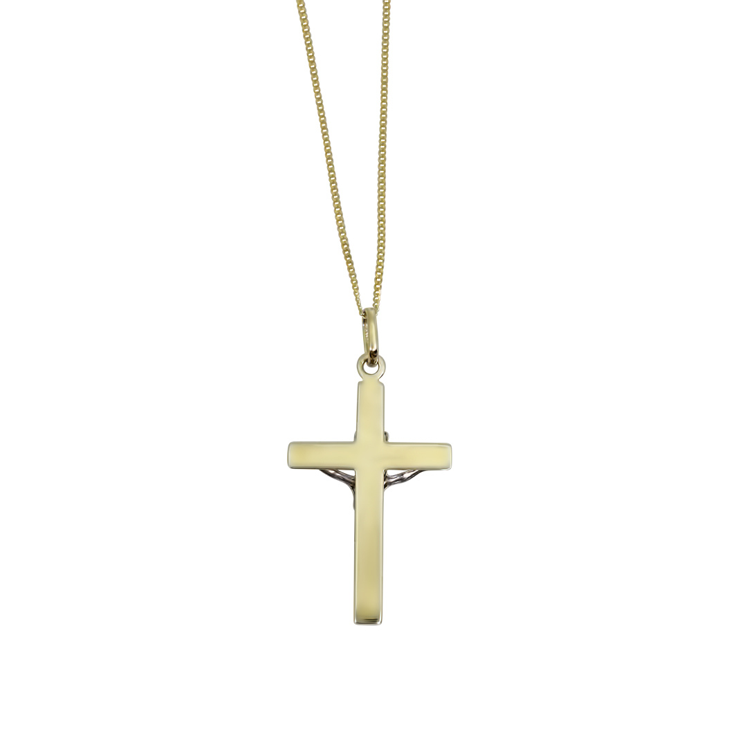 9ct Two Colour Gold Crucifix Pendant & Chain 20"