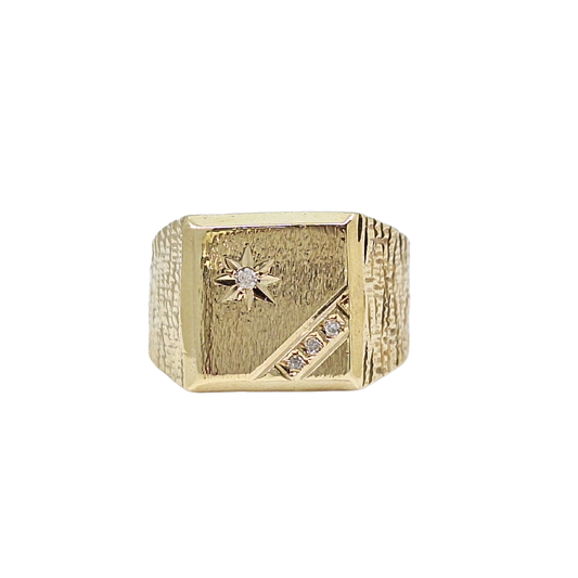 9ct Yellow Gold Diamond Set Signet Ring