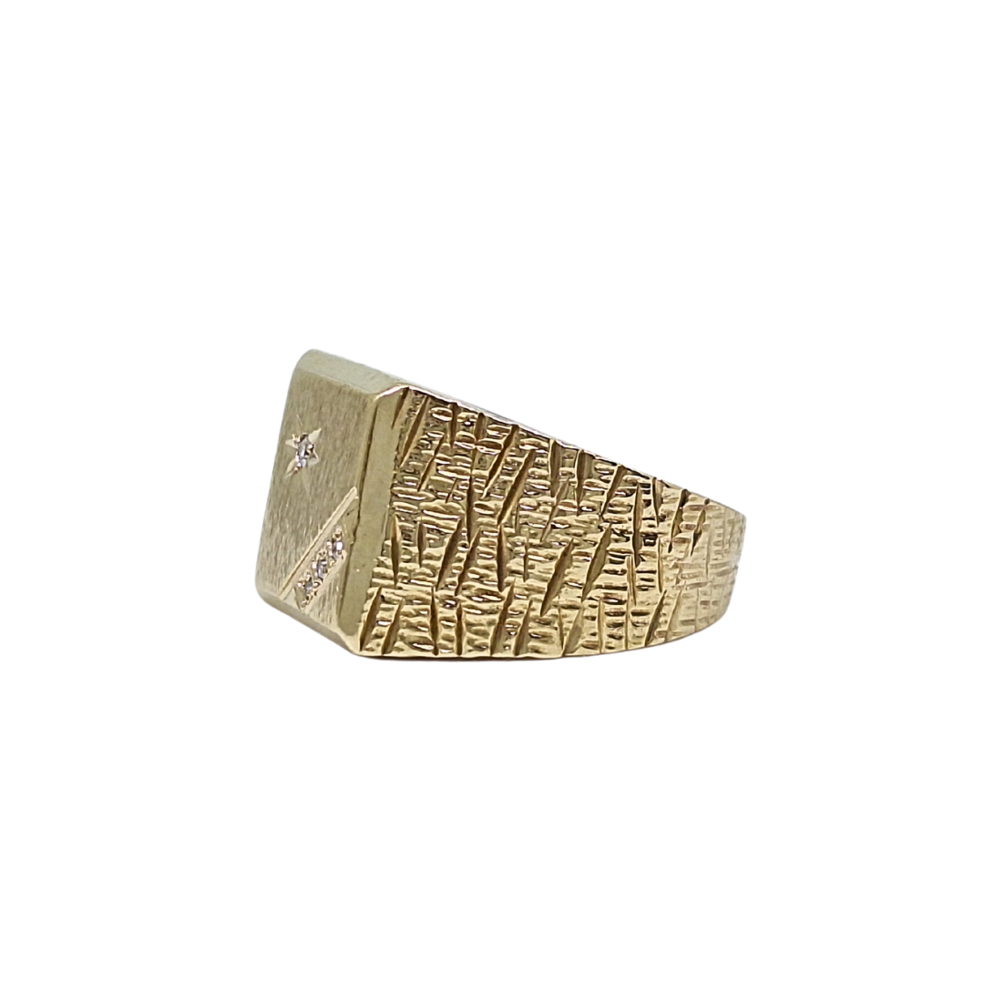 9ct Yellow Gold Diamond Set Signet Ring