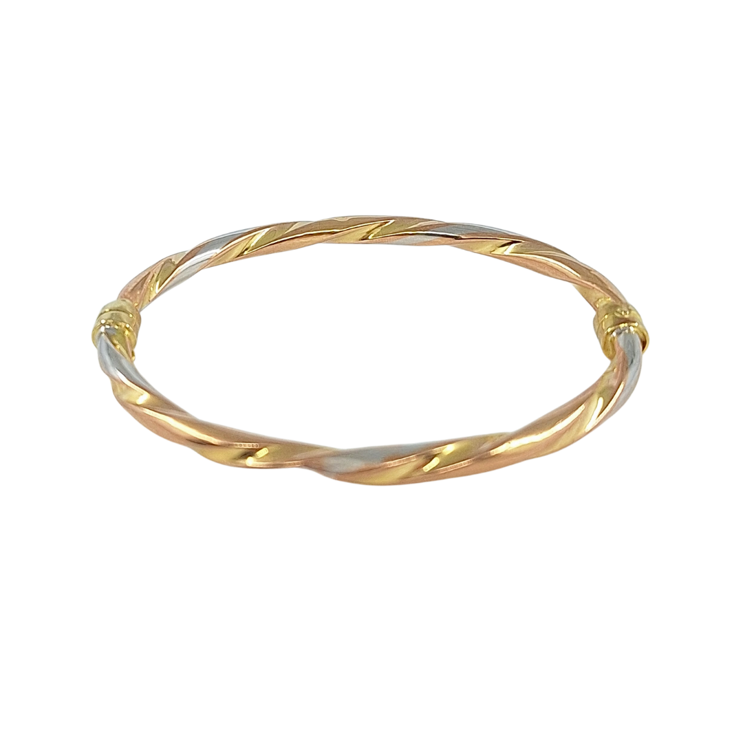 9ct Tri Colour Gold Twist Bangle