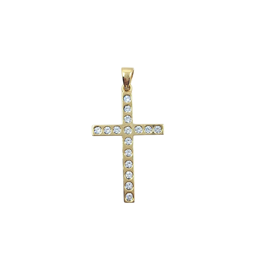 9ct Yellow Gold CZ Cross Pendant