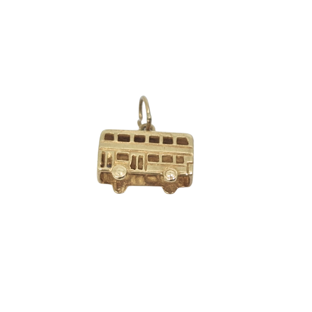 9ct Yellow Gold Double Decker Bus Charm