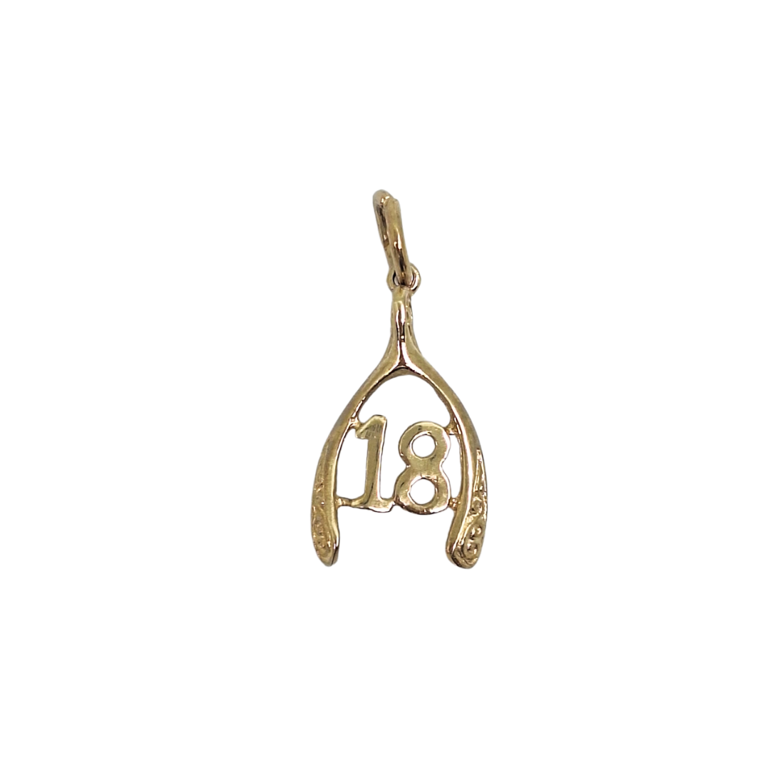 9ct Yellow Gold 18 Wishbone Charm