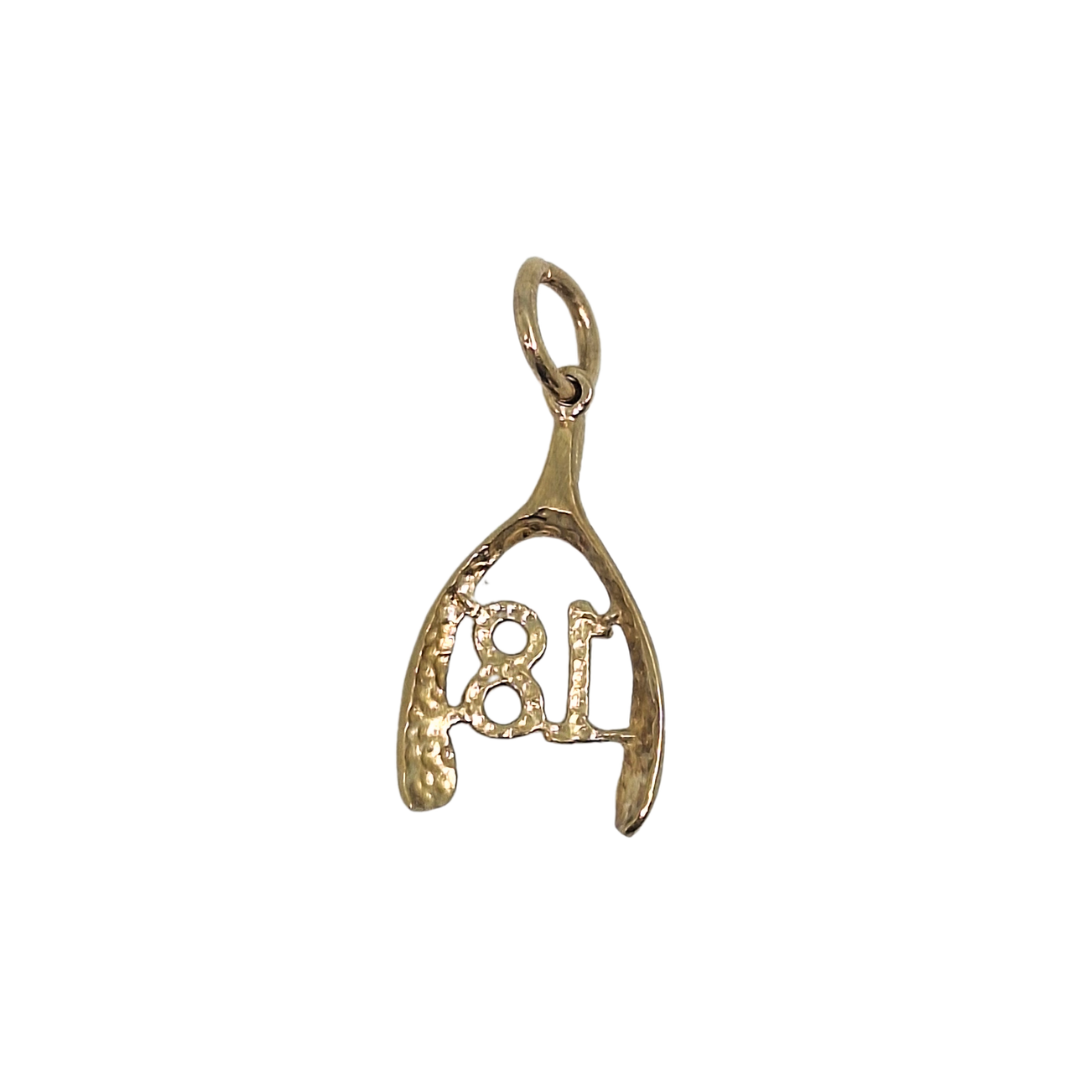 9ct Yellow Gold 18 Wishbone Charm