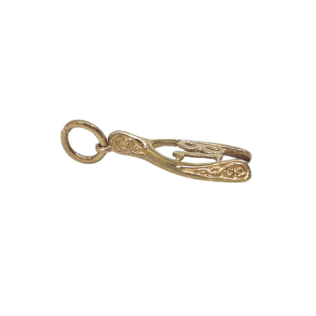 9ct Yellow Gold 18 Wishbone Charm