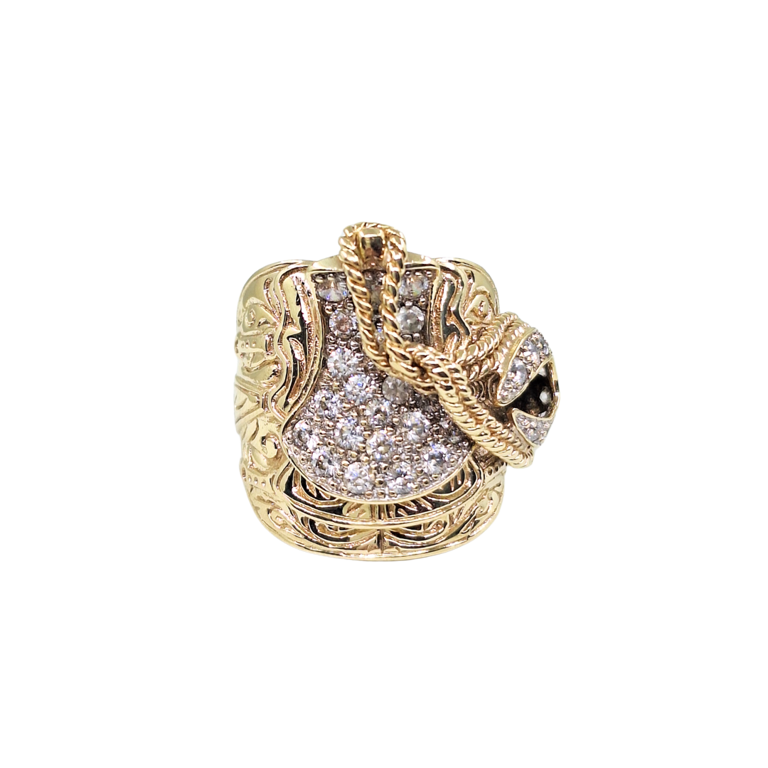 9ct Yellow Gold Cubic Zirconia Saddle Ring