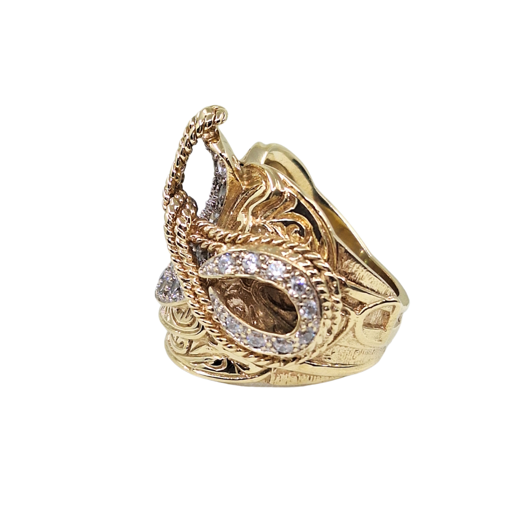 9ct Yellow Gold Cubic Zirconia Saddle Ring