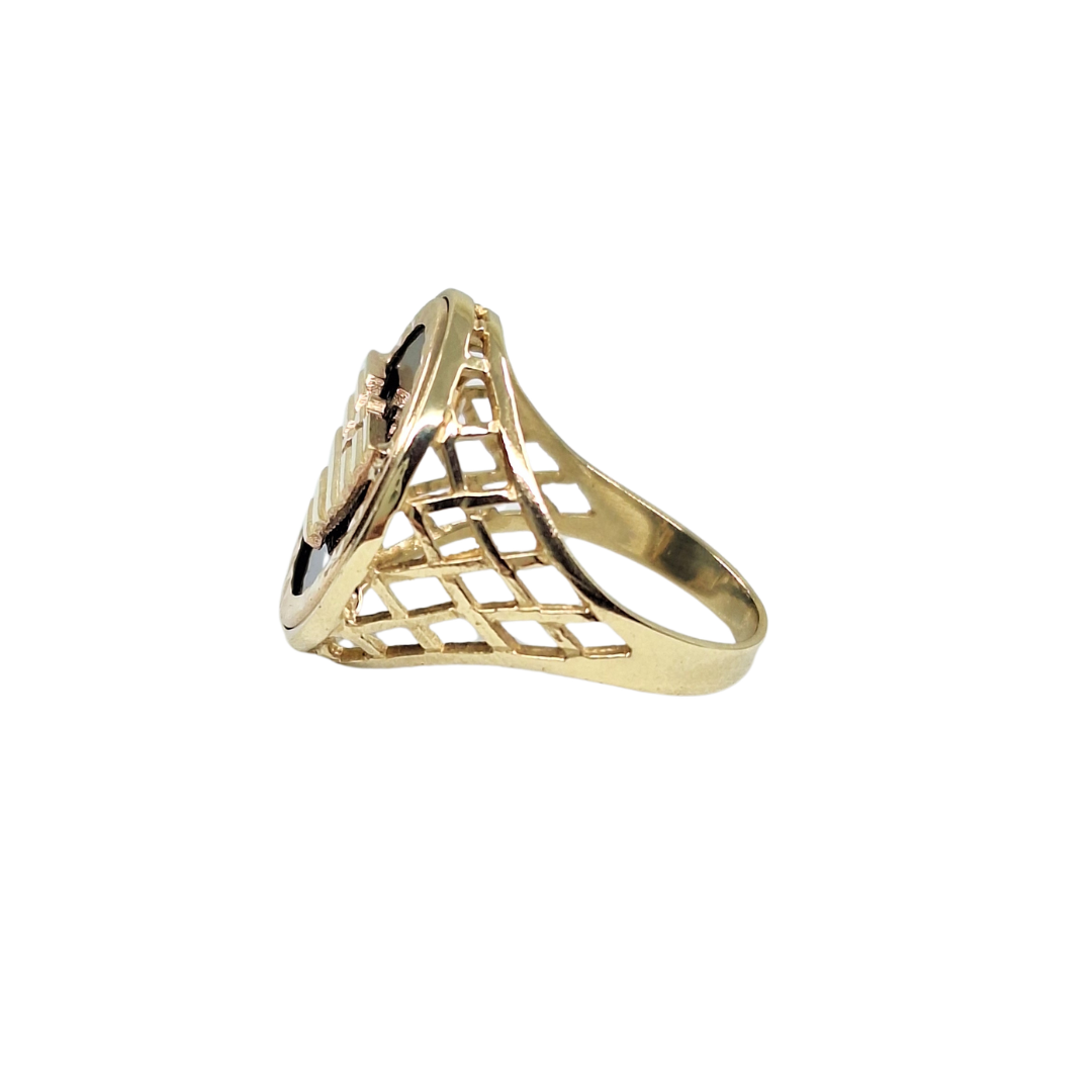9ct Yellow Gold Armani Style Onyx Ring