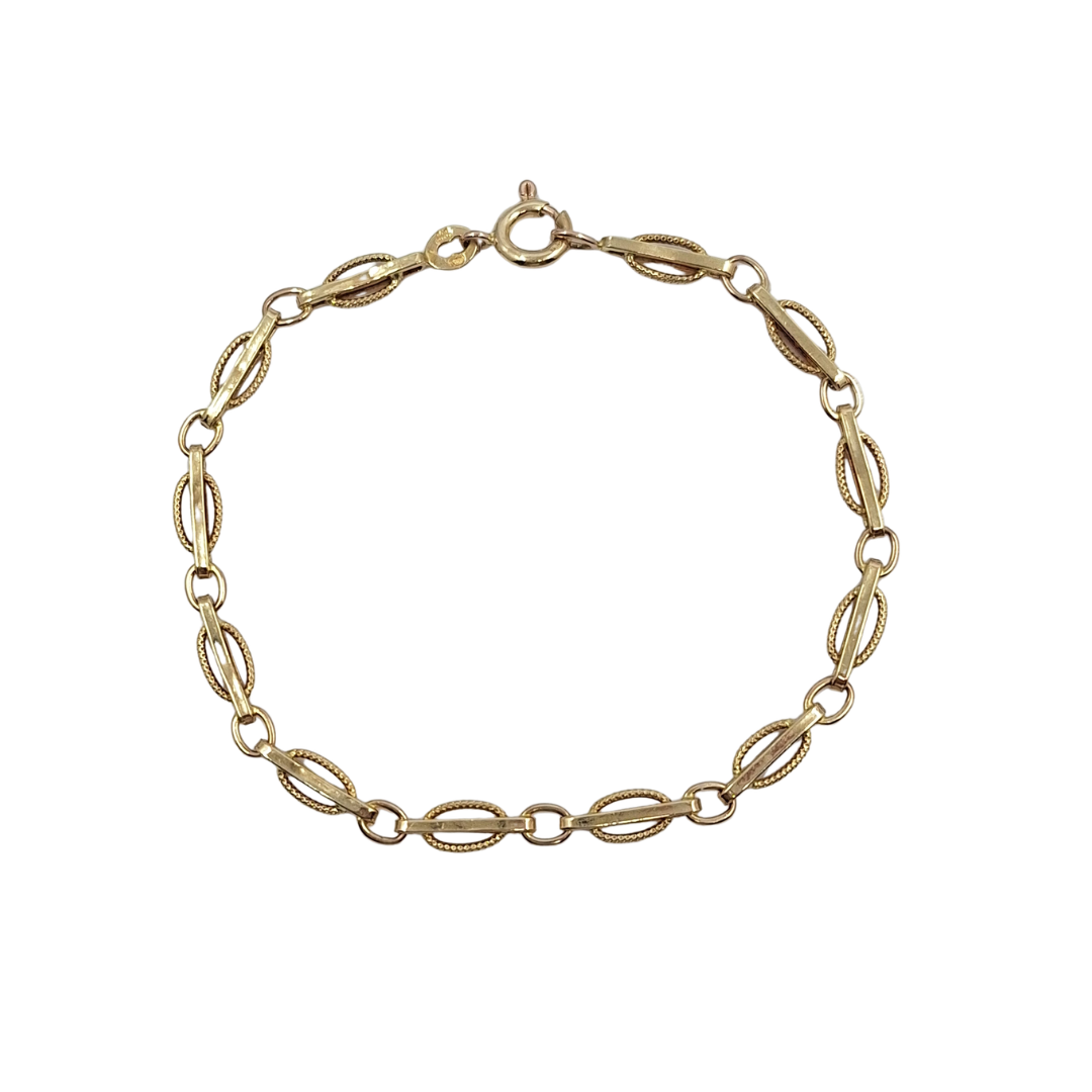 9ct Yellow Gold Fancy Oval Link Bracelet 7.3"
