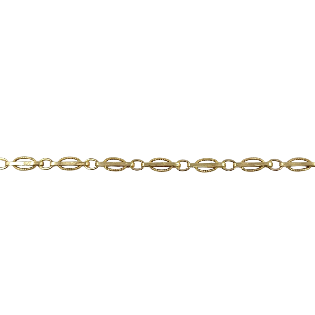 9ct Yellow Gold Fancy Oval Link Bracelet 7.3"