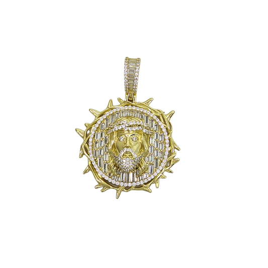 Silver / Gold Plated CZ Jesus Head Pendant