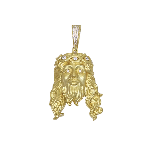 Silver /Gold Plated CZ Jesus Head Pendant