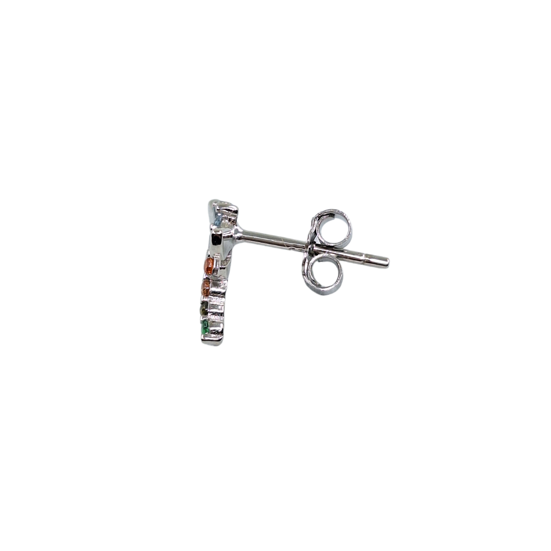 Silver Rainbow Cubic Zirconia Dragonfly Stud Earrings