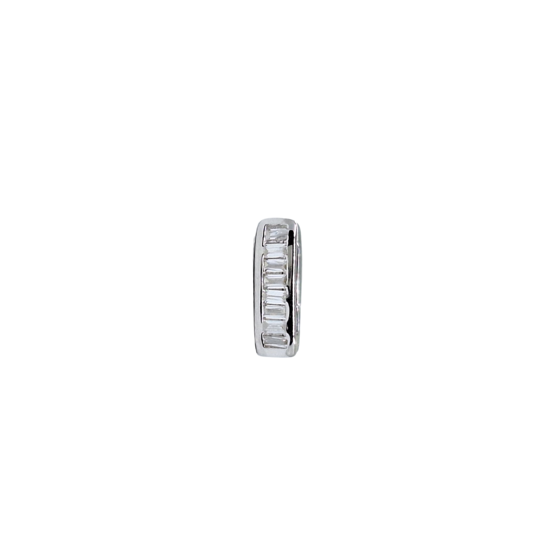 Silver Baguette Cubic Zirconia Huggie Earrings