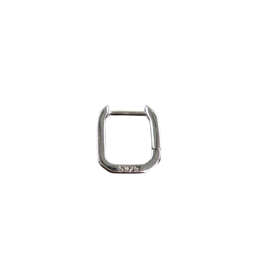 Silver Baguette Cubic Zirconia Huggie Earrings