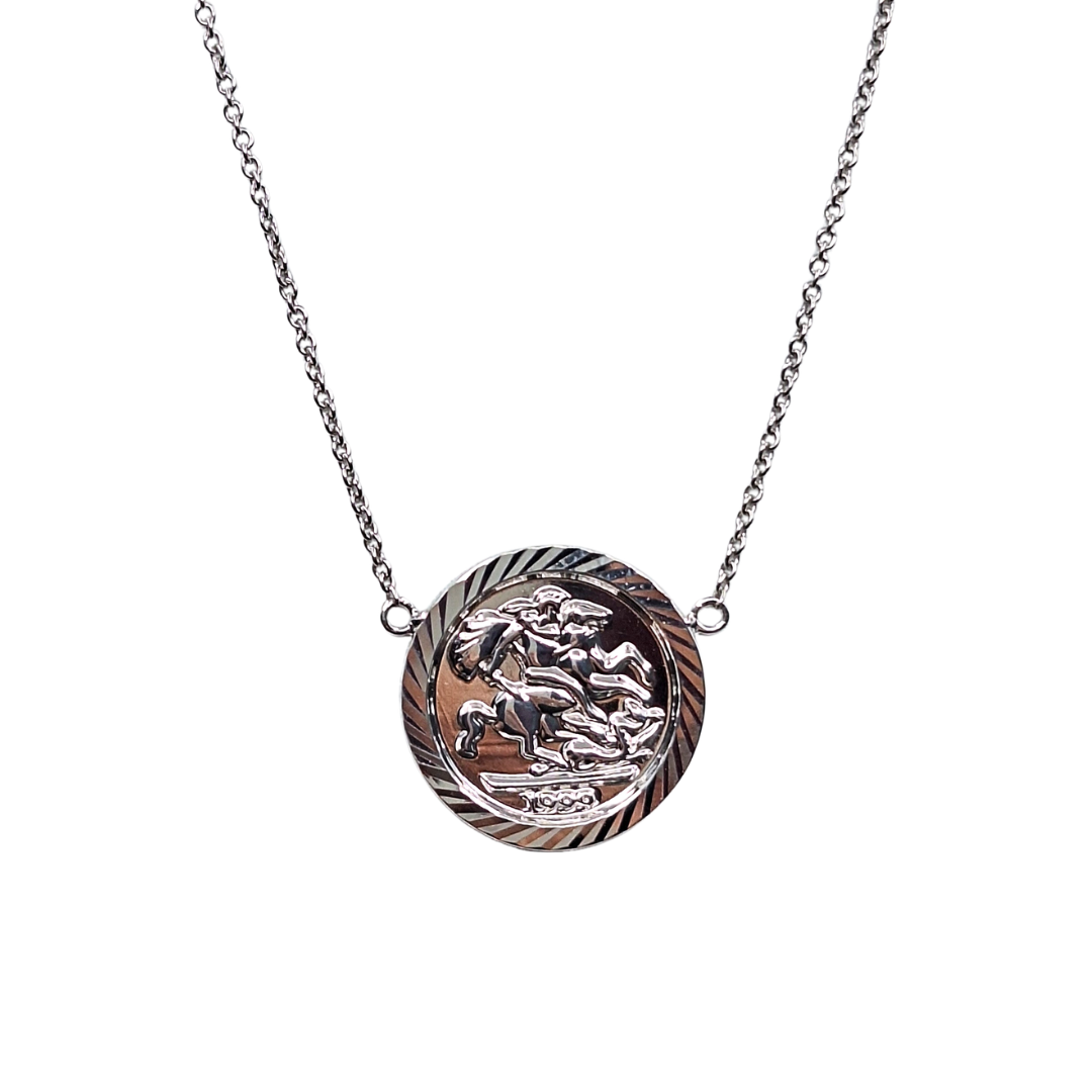Silver St George Necklace 18"