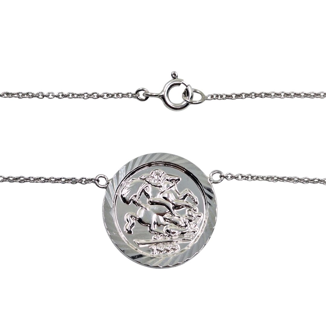 Silver St George Necklace 18"