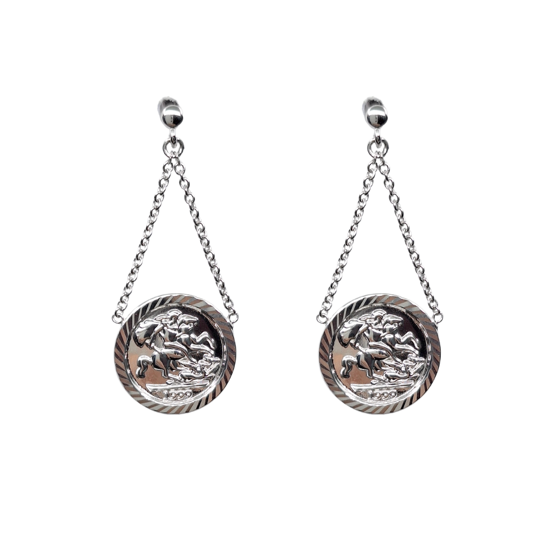 Silver St George Drop Earrings