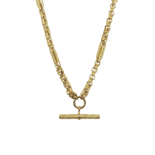 9ct Yellow Gold Stars & Bars Albert Chain 22"