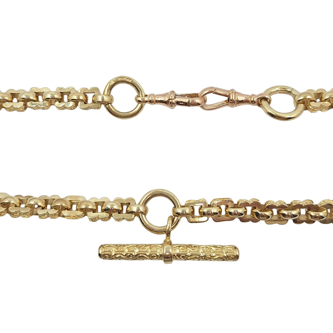9ct Yellow Gold Stars & Bars Albert Chain 22"