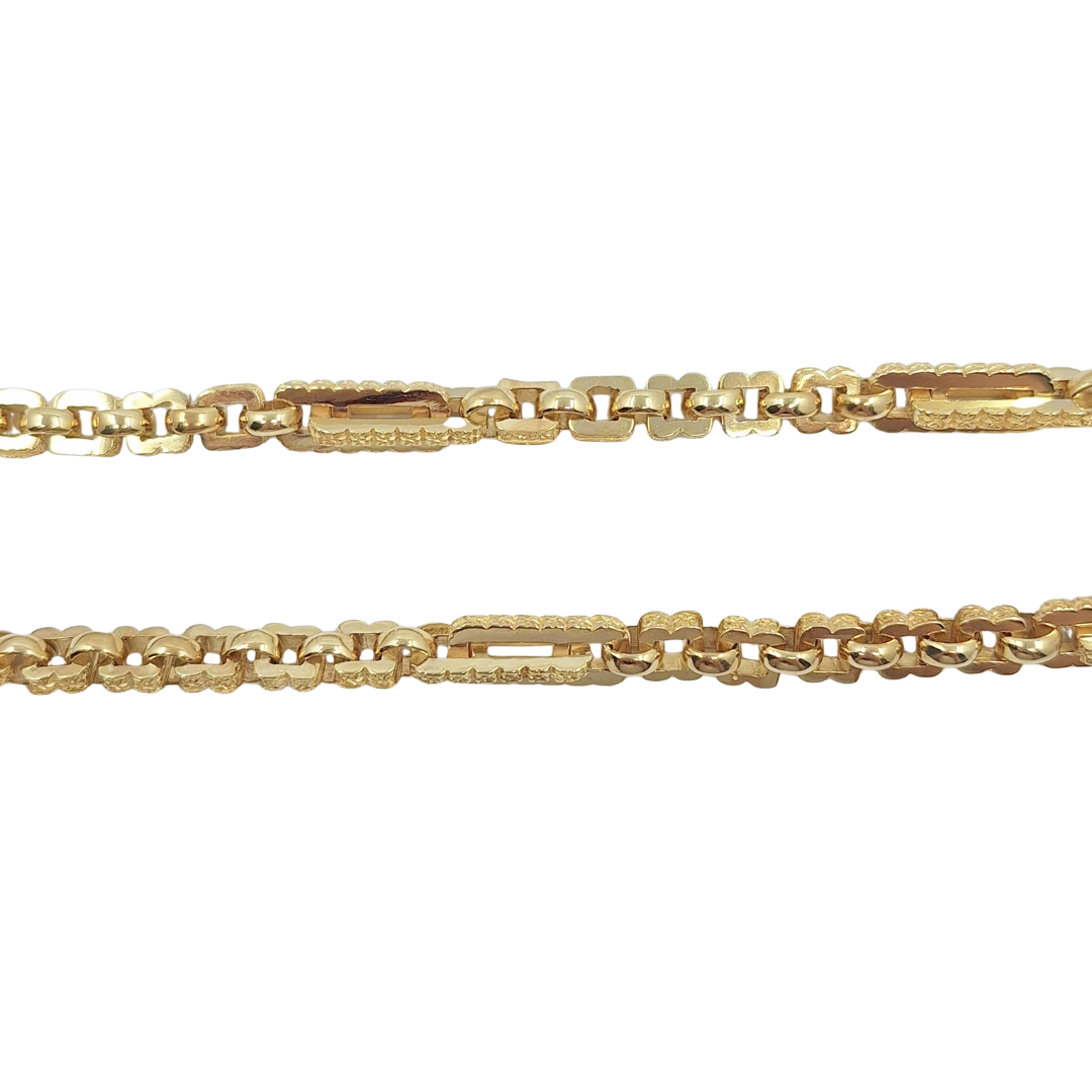 9ct Yellow Gold Stars & Bars Albert Chain 22"