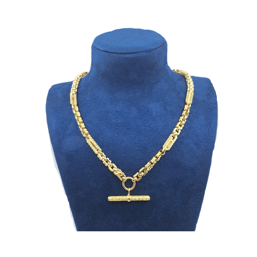 9ct Yellow Gold Stars & Bars Albert Chain 22"