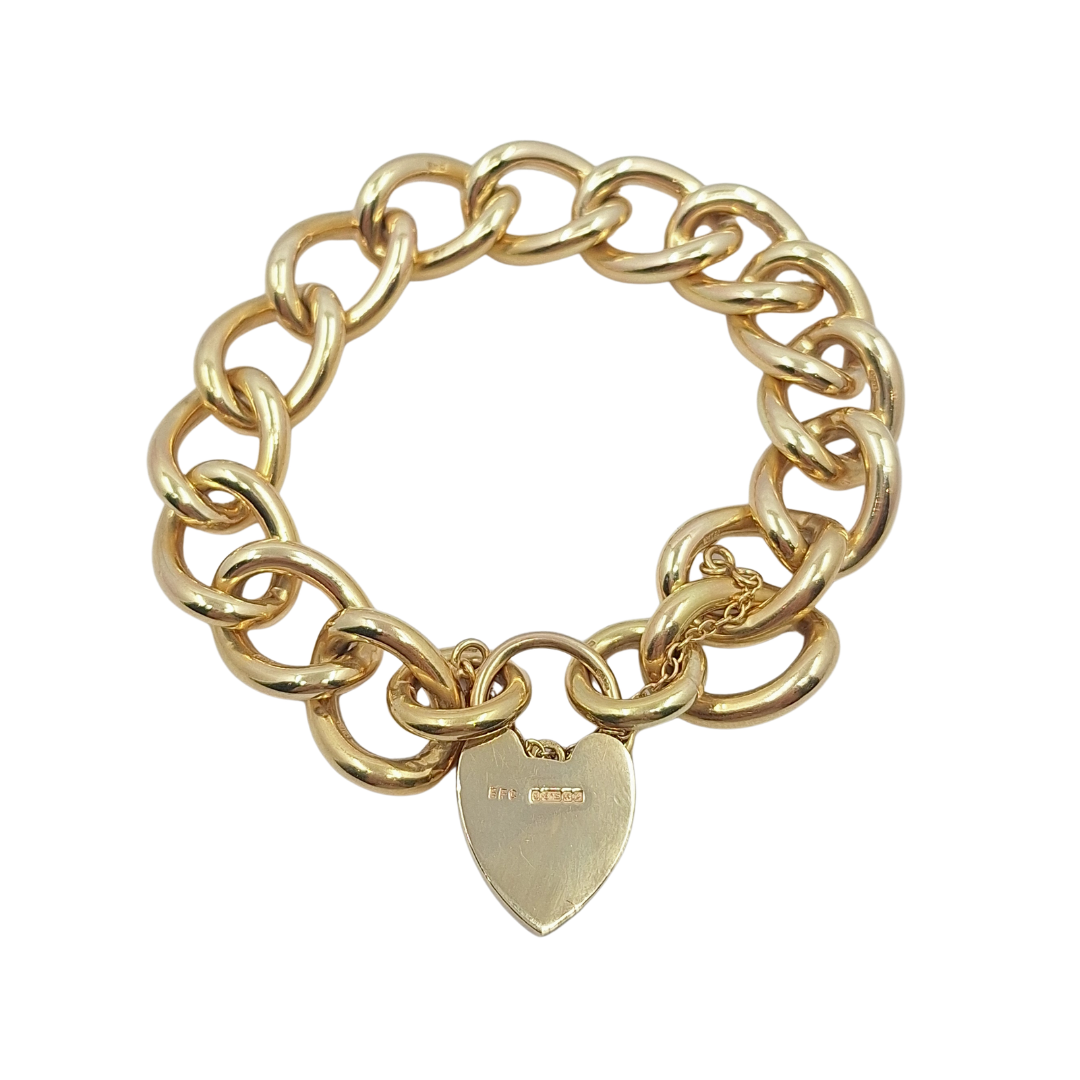 9ct Yellow Gold Heart Locket Charm Bracelet 8"