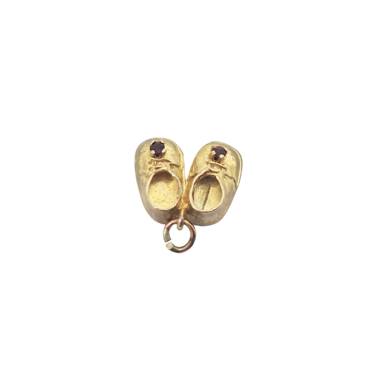 9ct Yellow Gold Garnet Booties Charm
