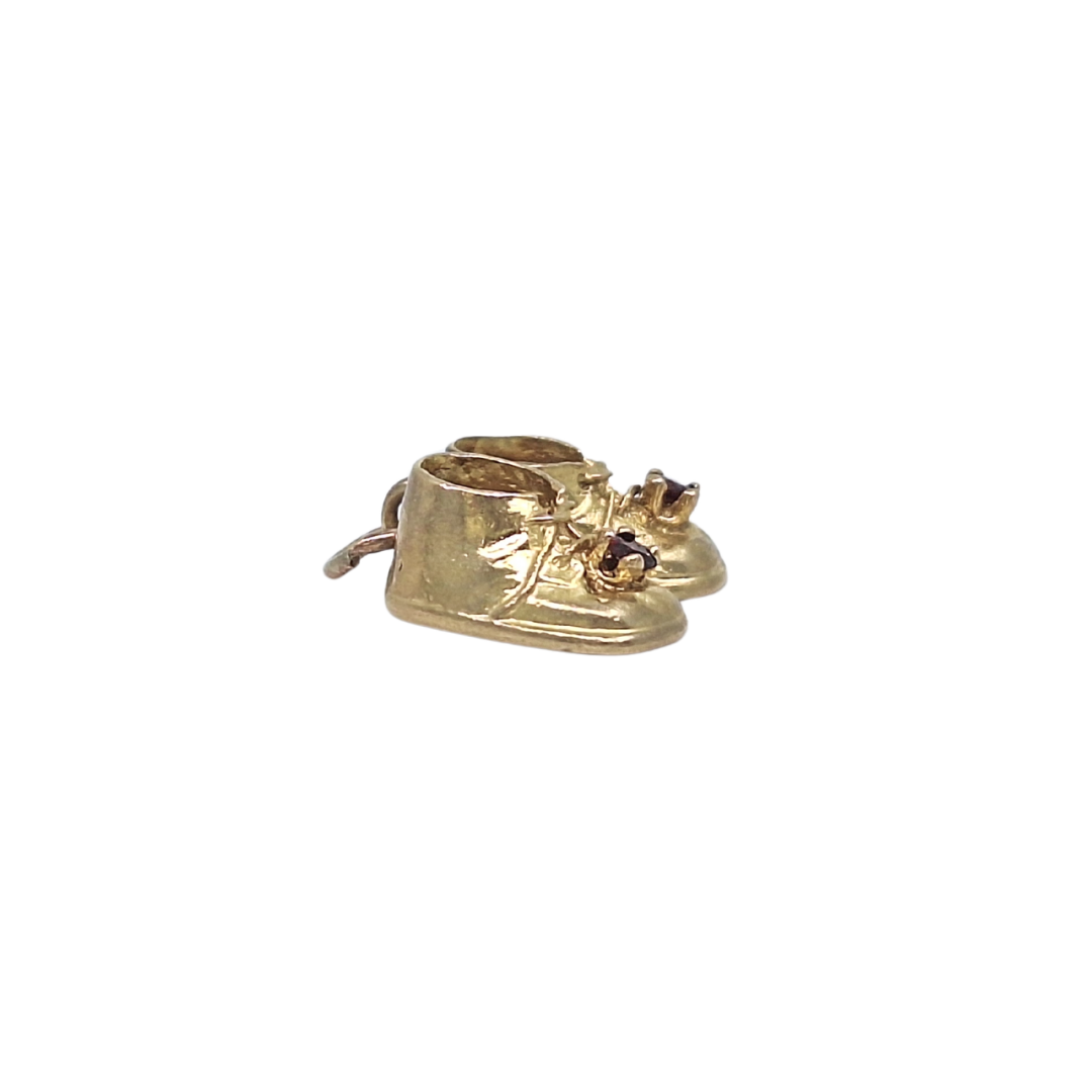 9ct Yellow Gold Garnet Booties Charm