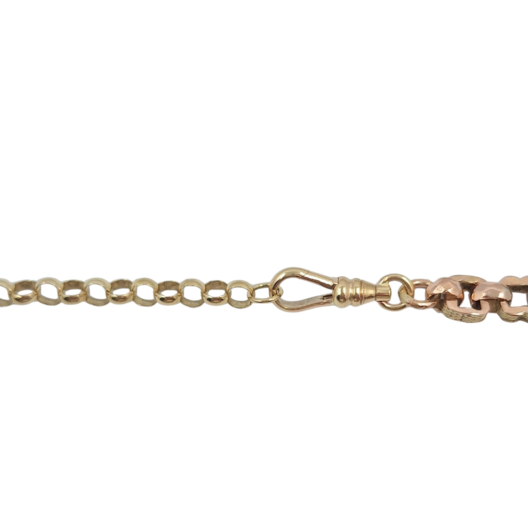 9ct Yellow Gold Stars & Bars Albert Chain with Fob Pendant