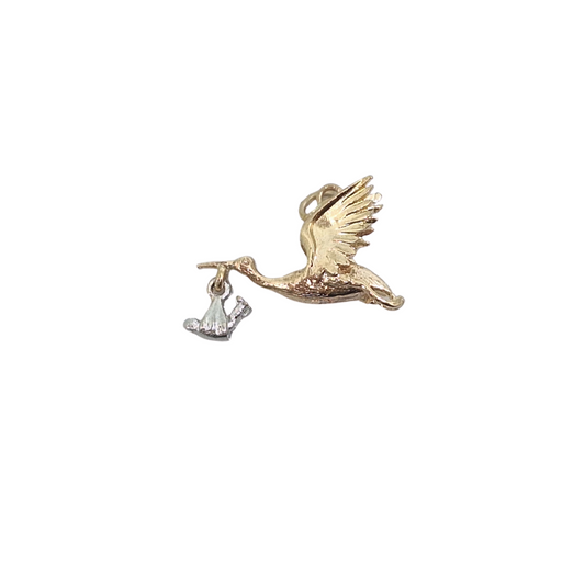 9ct Yellow & White Gold Swallow With Baby Charm