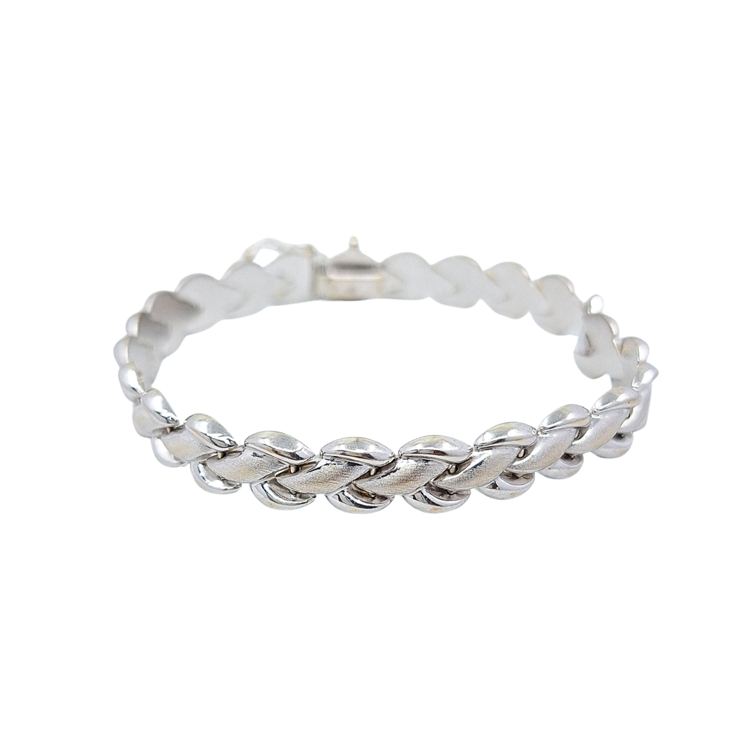9ct White Gold Woven Style Bracelet 7.5"