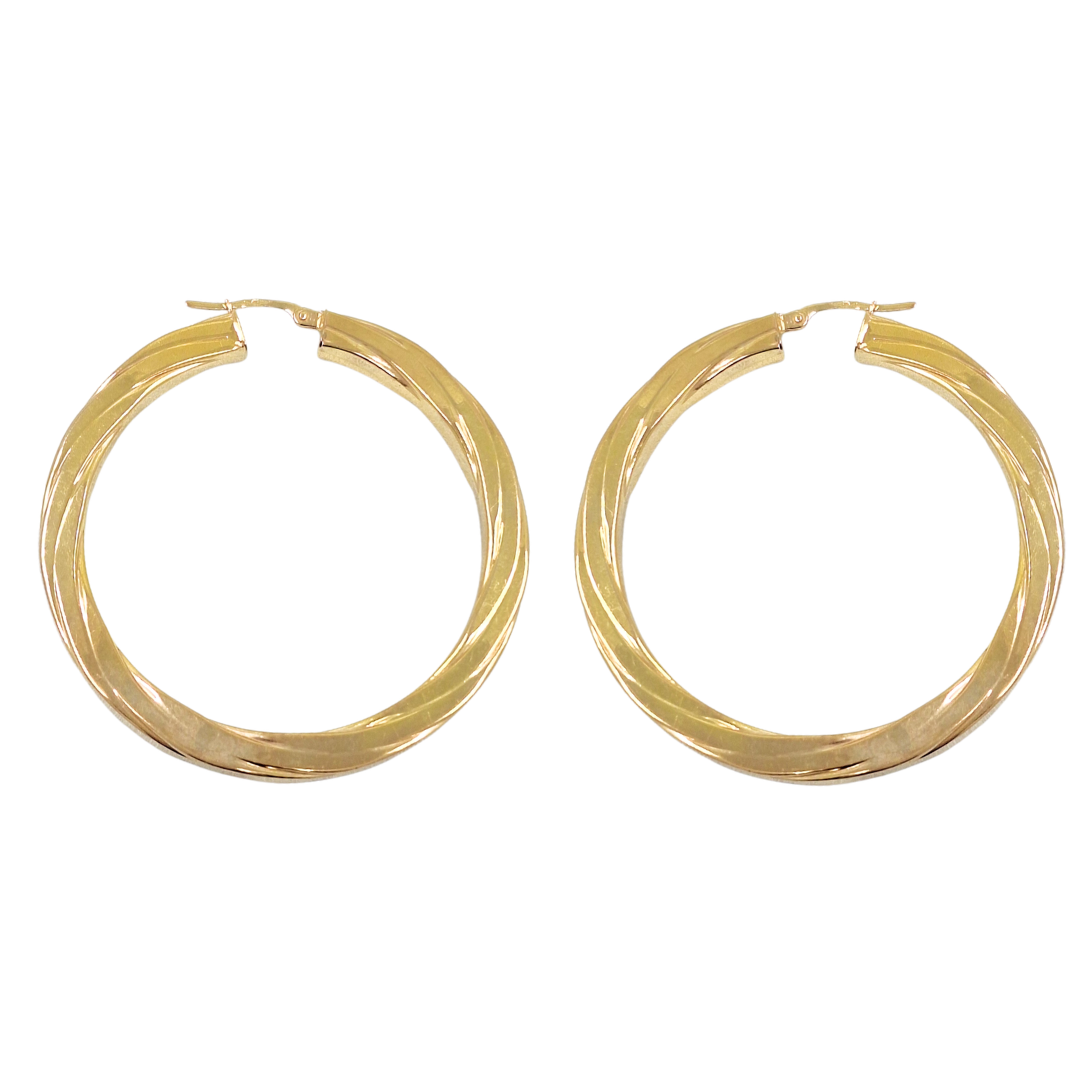 9ct Yellow Gold Twist Hoop Earrings