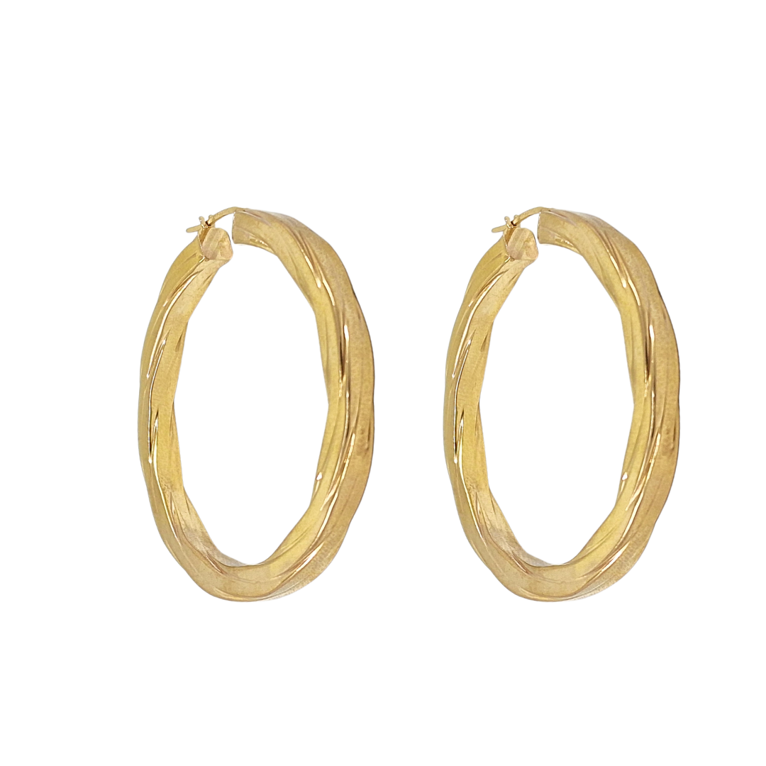 9ct Yellow Gold Twist Hoop Earrings